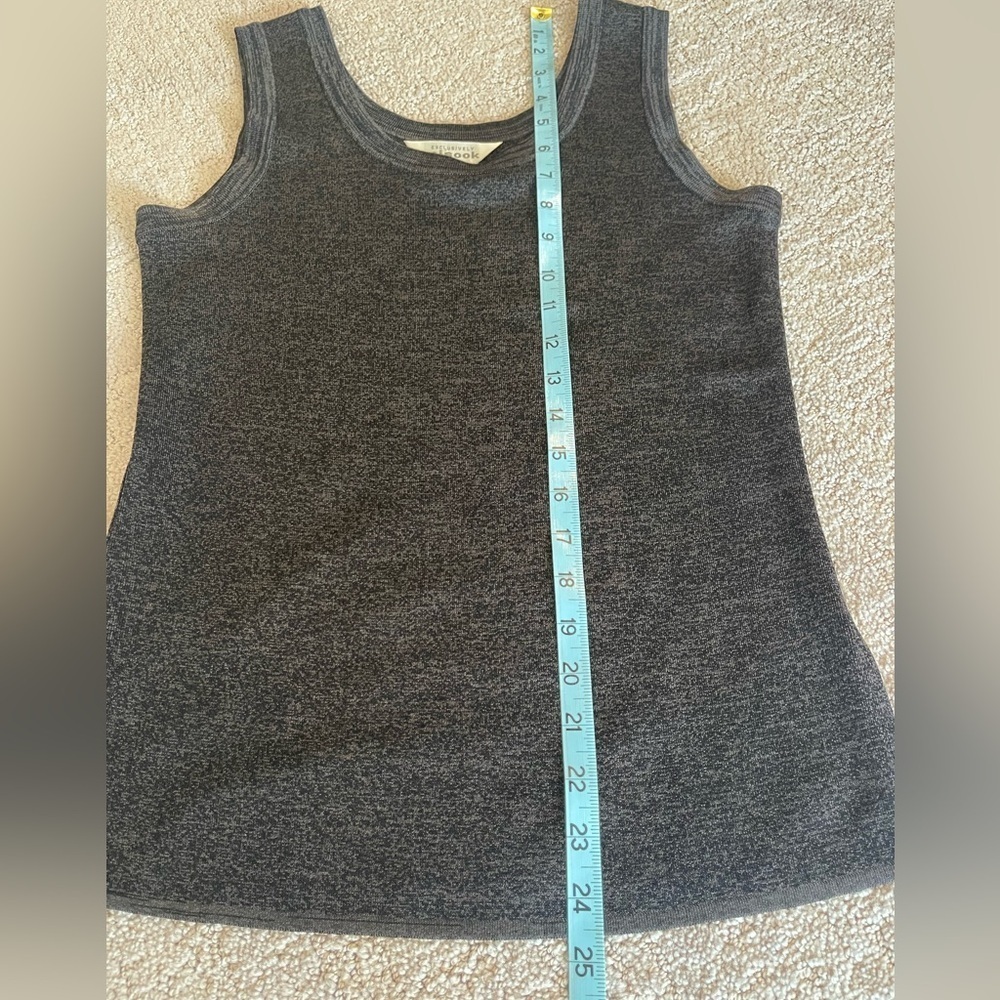 Misook Classic Black Tank Top, Double Scoop Neck, Acrylic Knit Shell, Size XS - Picture 8 of 12